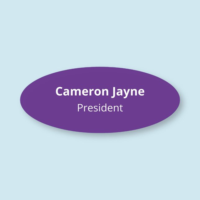 Badge ovale violet épinglé à broche nominatif Prof (MISOOK Oval Purple Name Tag)
