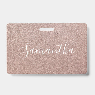 Badge Pailleté Métallisé Rose Gold Joli Féminin Étincela