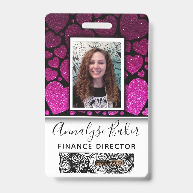 Badge Paillettes de coeurs Infirmière professionnelle CN (Avant)