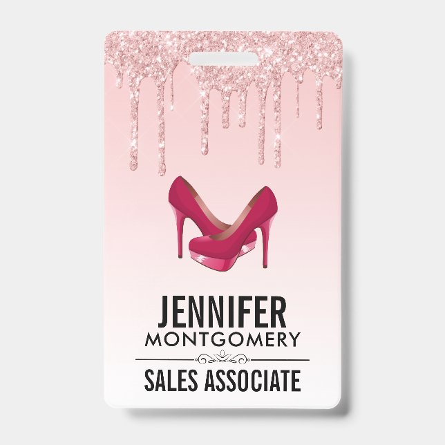 Badge Paillettes roses modernes et talons hauts (Avant)