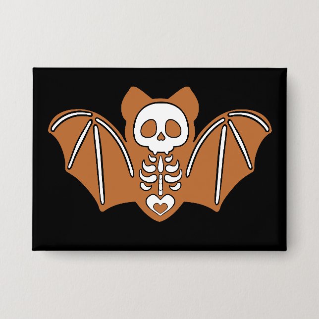 Badge Pain d'épices Squelette Bat (Recto)