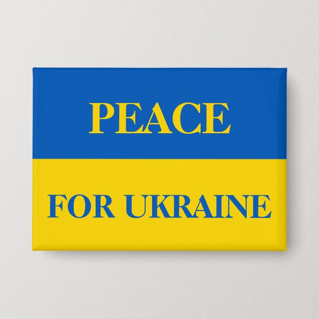 Badge PAIX POUR L'UKRAINE. Drapeau ukrainien.  (Recto)