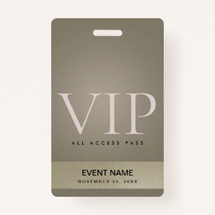 BADGE PALE D'ARGENT ÉLÉGANT GOLD VIP ÉVÉNEMENT ACCÈS PAS