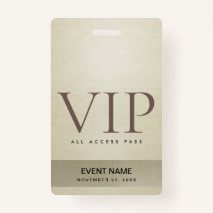 BADGE PALE D'ARGENT ÉLÉGANT GOLD VIP ÉVÉNEMENT ACCÈS PAS