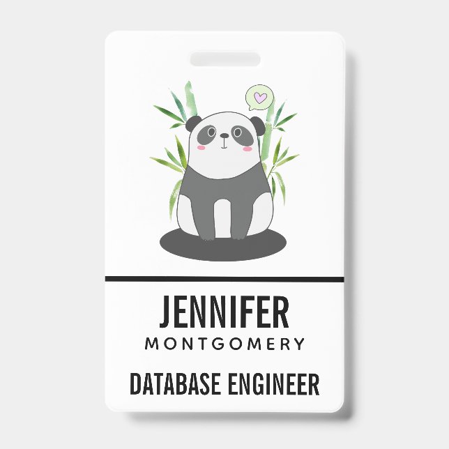 Badge Panda noir et blanc mignonne en Bambou (Face)