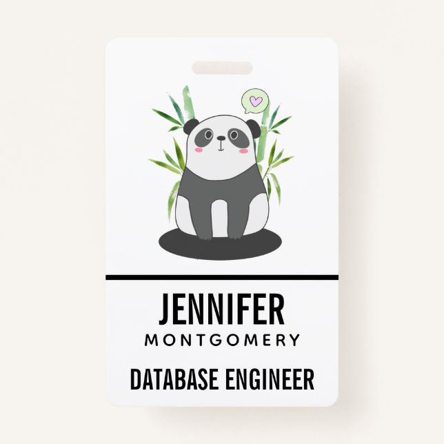 Badge Panda noir et blanc mignonne en Bambou (Dos)