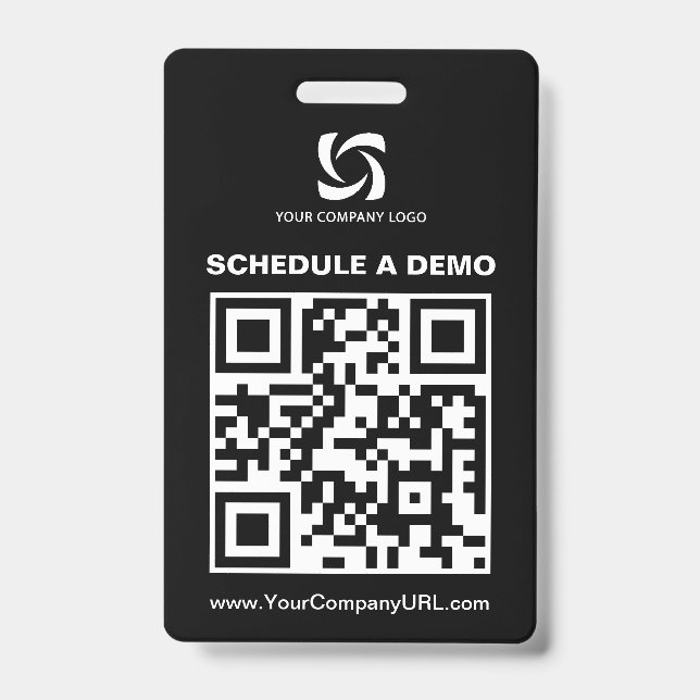 Badge Panneau de salon professionnel avec code QR noir (Avant)