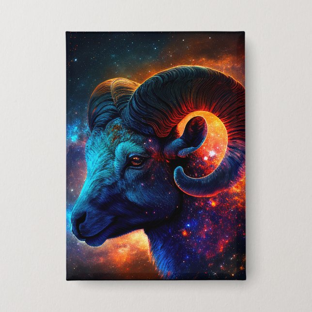 Badge Panneau étoile Zodiac Aries - Bouton Rectangle (Recto)