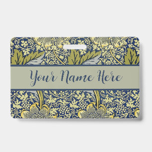 Badge Papier Peint Floral William Morris Kennet Bleu Or