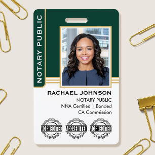 Badge Papier timbré Logo personnalisé Photo ID Vert Or