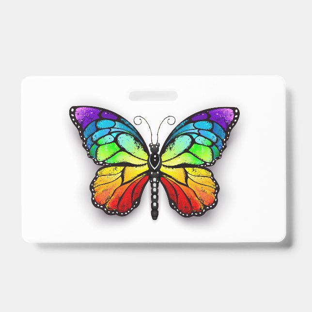 Badge Papillon arc-en-ciel monarque (Avant)