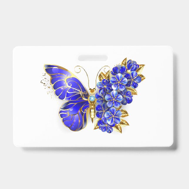 Badge Papillon de saphir de fleur (Avant)