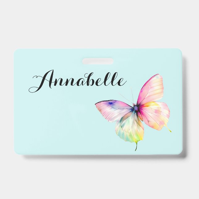 Badge Papillon rose délicat dans des couleurs pastel de  (Avant)