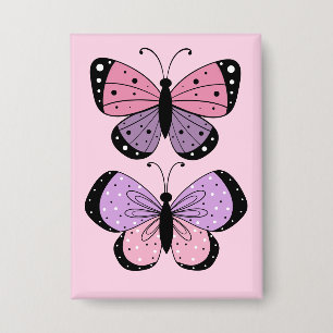 Badge Papillon rose et violet
