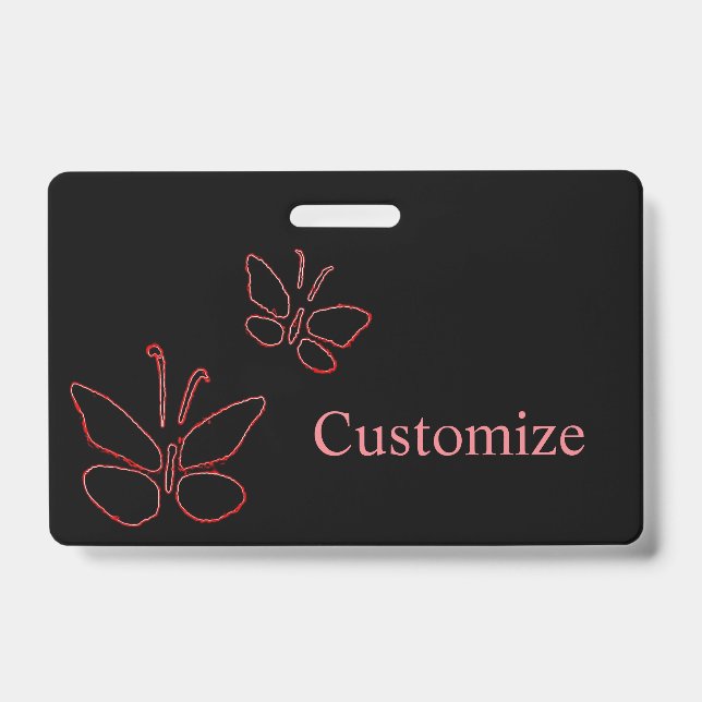 Badge papillons avec contour rose Thunder_Cove noir (Avant)