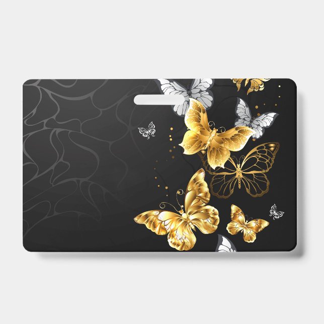 Badge Papillons dorés et blancs (Avant)
