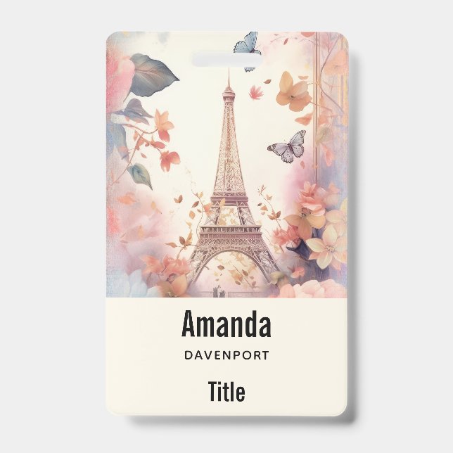 Badge Papillons et fleurs de la Tour Eiffel (Avant)