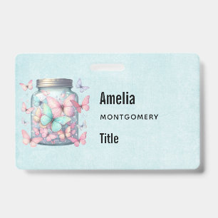 Badge Papillons Fantaisistes dans un Pot