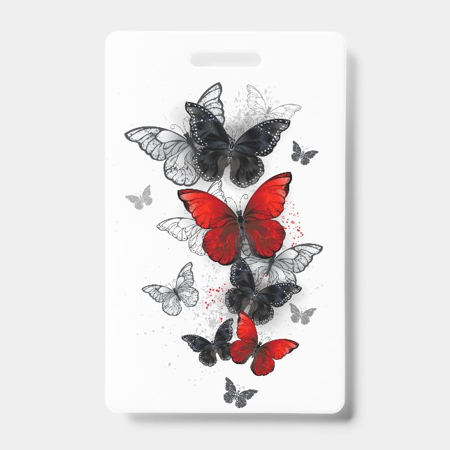 Badge Papillons noirs et rouges volants (Avant)