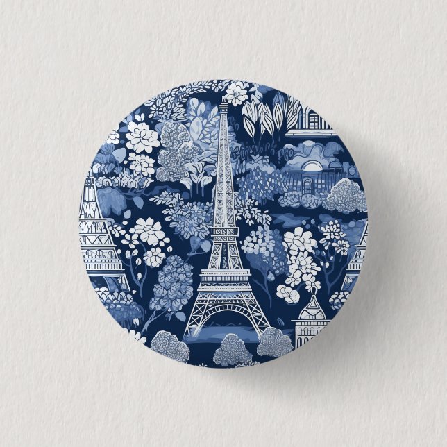 Badge Paris Tour Eiffel en toile bleue (Devant)