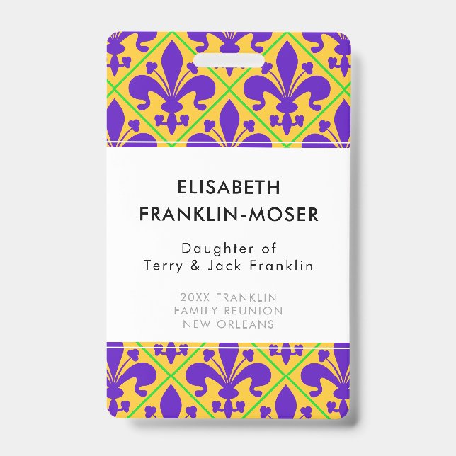 Badge Partie la Nouvelle-Orléans Fleur de Lis de mardi (Face)