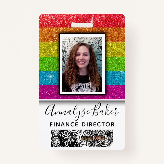 Badge Parties scintillant arc-en-ciel Professionnel AIIC (Devant)