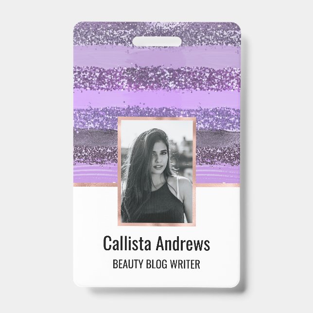 Badge Parties scintillant de peinture violet chic pour f (Avant)