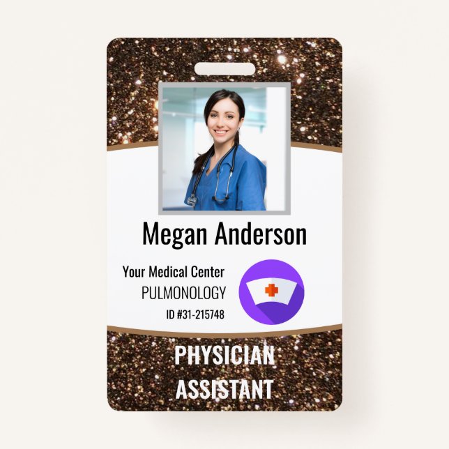 Badge Parties scintillant d'hôpital personnalisée - ID p (Devant)