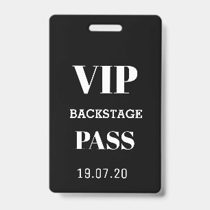 Badge Pass All Access VIP Backstage Concert Noir Blanc