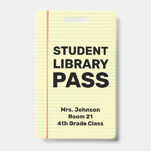 Badge Pass Bibliothèque d'étudiants personnalisée