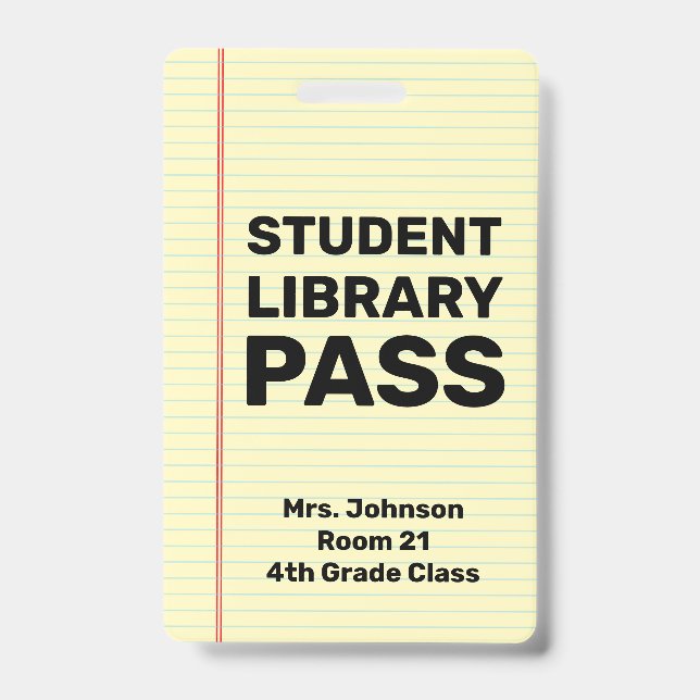Badge Pass Bibliothèque d'étudiants personnalisée (Avant)