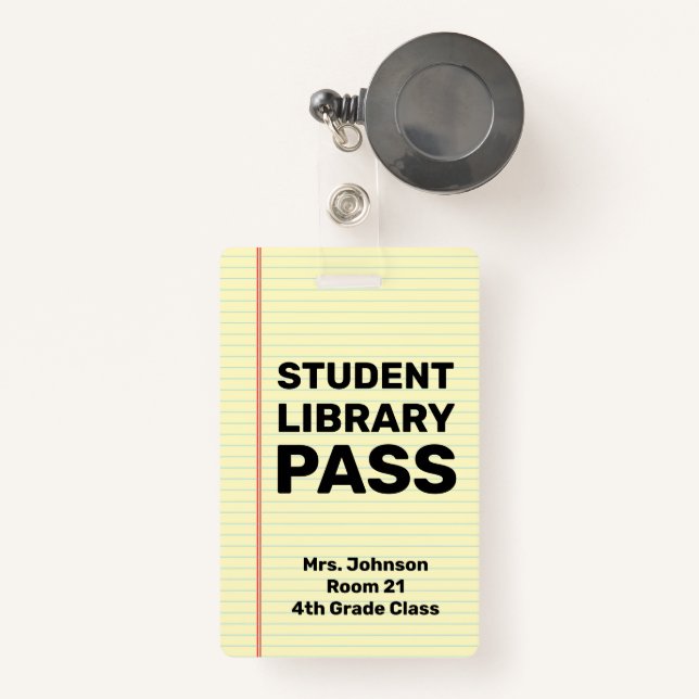 Badge Pass Bibliothèque d'étudiants personnalisée (Front with Retractable)