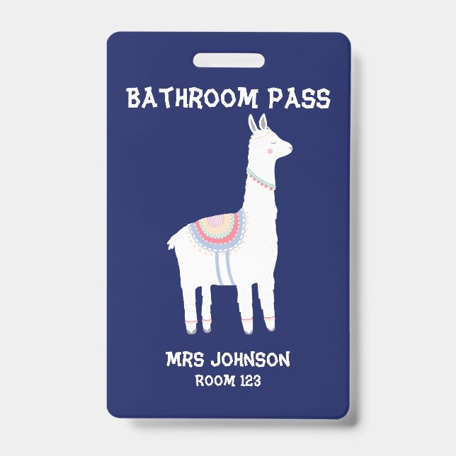 Badge Pass Salle de bain Blue Llama (Face)