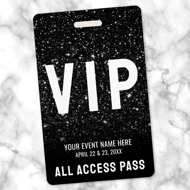 Badge Pass Tout Accès Noir Blanc Événement VIP (All Access Pass Black White Event VIP Badge)