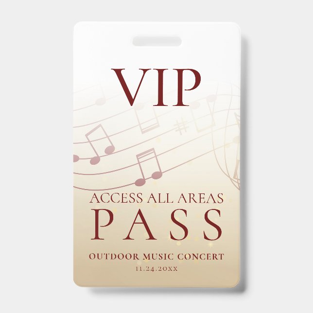Badge Pass VIP Accès Illimité Événement Extérieur Modern (Avant)