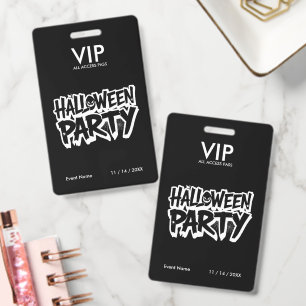 Badge Pass VIP Accès Illimité Fête Halloween Personnalis