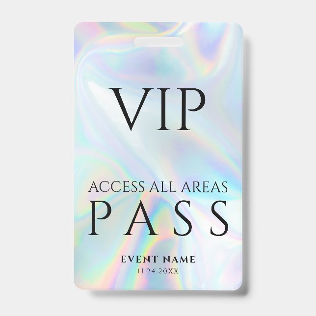 Badge Pass VIP Accès Tout Holographique Événement de Con (Avant)