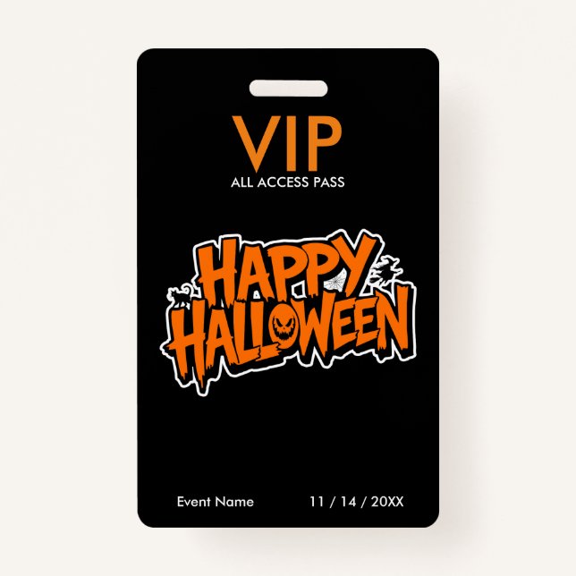 Badge Pass VIP d'Halloween - All Access Party Pass (Devant)
