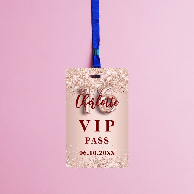 Badge Pass VIP fête rose gold Sweet 16 (Créateur téléchargé)