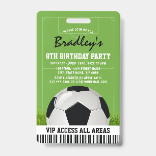 Badge Pass VIP Sports Enfants Anniversaire Foot