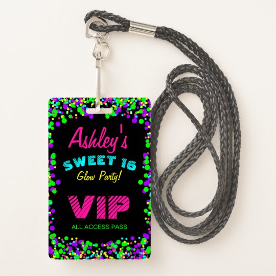 Badge Passage Au Neon De L Invitation Vip D Anniversaire Zazzle Fr