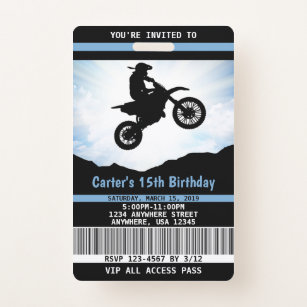 Badge Passage de l'invitation VIP d'anniversaire de vélo