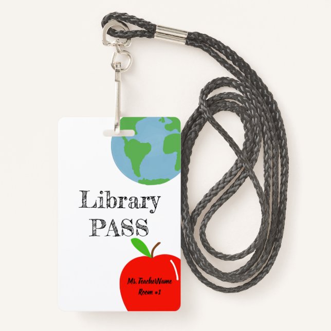 Badge Passe bibliothèque personnalisée (Devant avec lanière)
