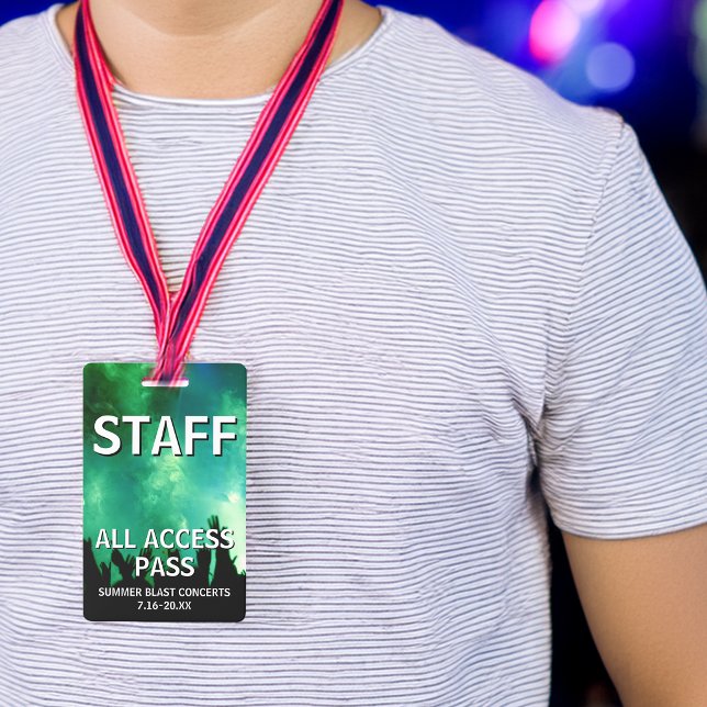 Badge Passe d'accès à tous les concerts de l'équipe (STAFF All Access Pass Concert Event Badge)