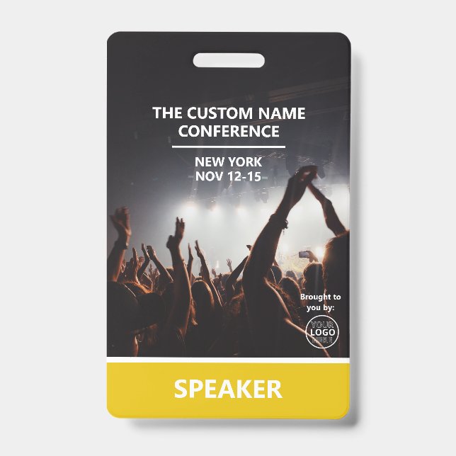 Badge Passe d'accès jaune Code QR Conférence Haut-Parleu (Avant)