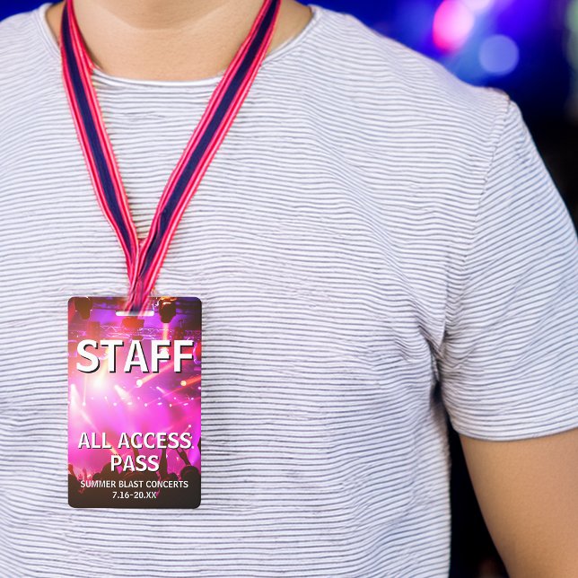 Badge Passe d'accès total au concert de l'équipe (STAFF All Access Pass Concert Event Badge)