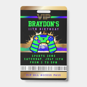 Badge Passe d'accès VIP Vidéo Joueur Game All Access Bad