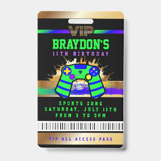 Badge Passe d'accès VIP Vidéo Joueur Game All Access Bad