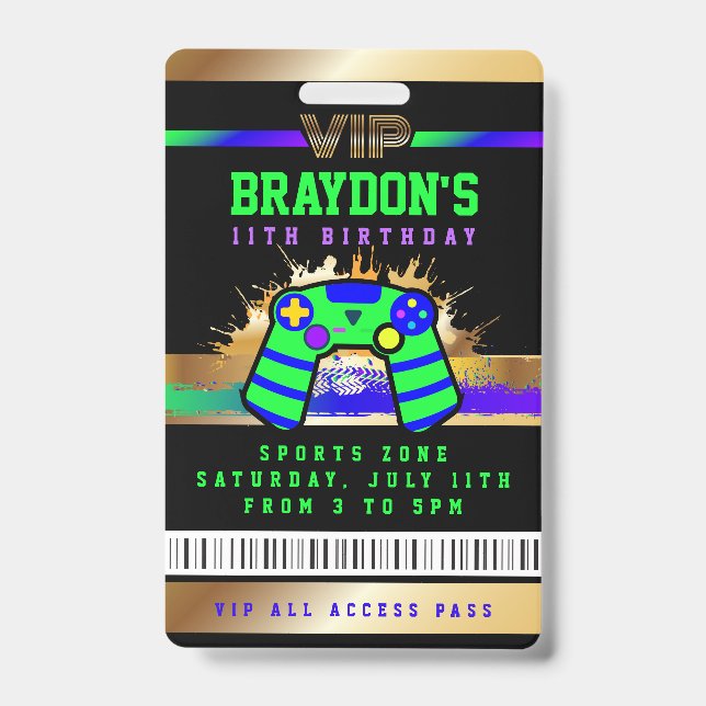 Badge Passe d'accès VIP Vidéo Joueur Game All Access Bad (Avant)