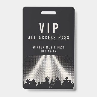 Badge Passe de festival de musique tout accès VIP person